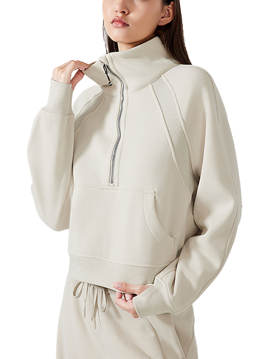 Cropped Half-Zip Sweatshirt – Essential Streetwear | Tapstitch-8