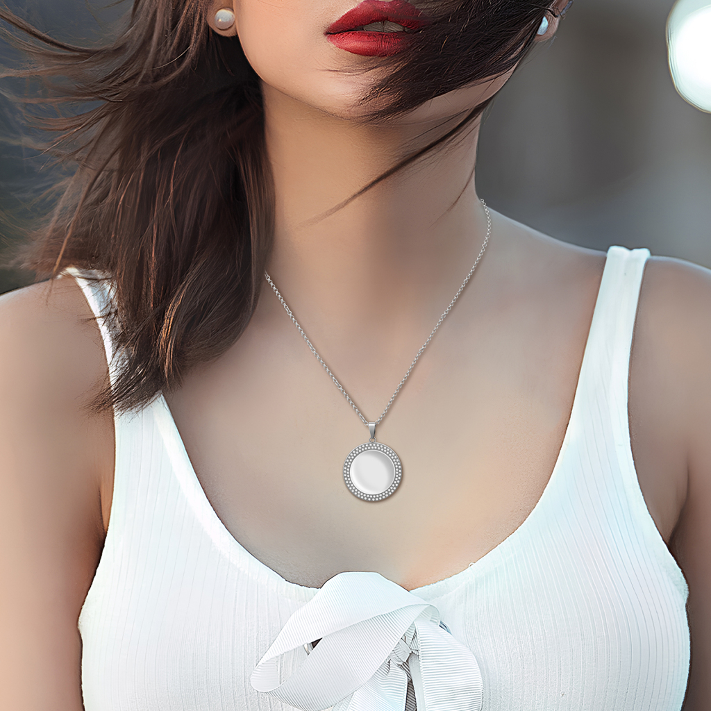 Round Charm Necklace | HugePOD - Print On Demand-3