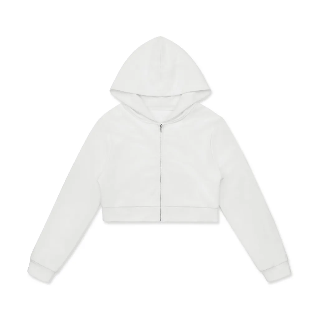 All-Over Print Women's Zip Up Crop Hoodie | HugePOD