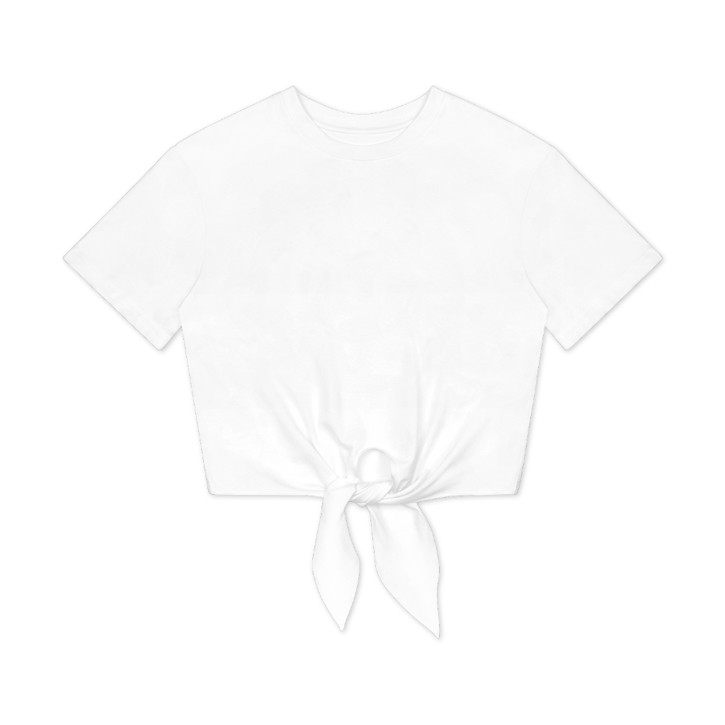 Women's Tie Front Crop Top - Round Neck T-S | HugePOD-2