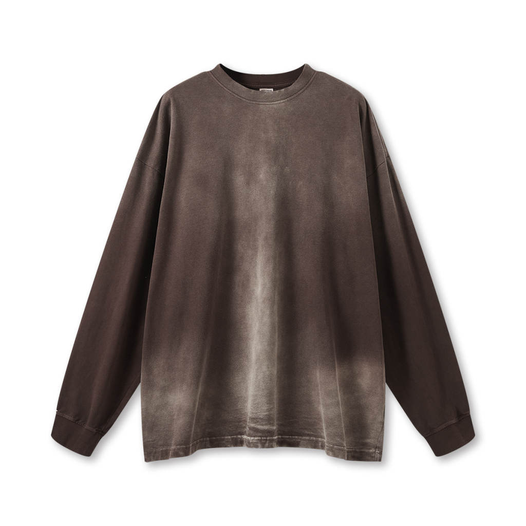 Streetwear Unisex Gradient Washed Effect Long Sleeve Tee - Print On Demand | HugePOD-12