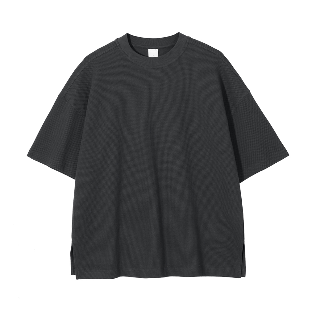 Streetwear Unisex Loose-Fit Waffle Stitch Fabric T-Shirt - Print On Demand | HugePOD-10