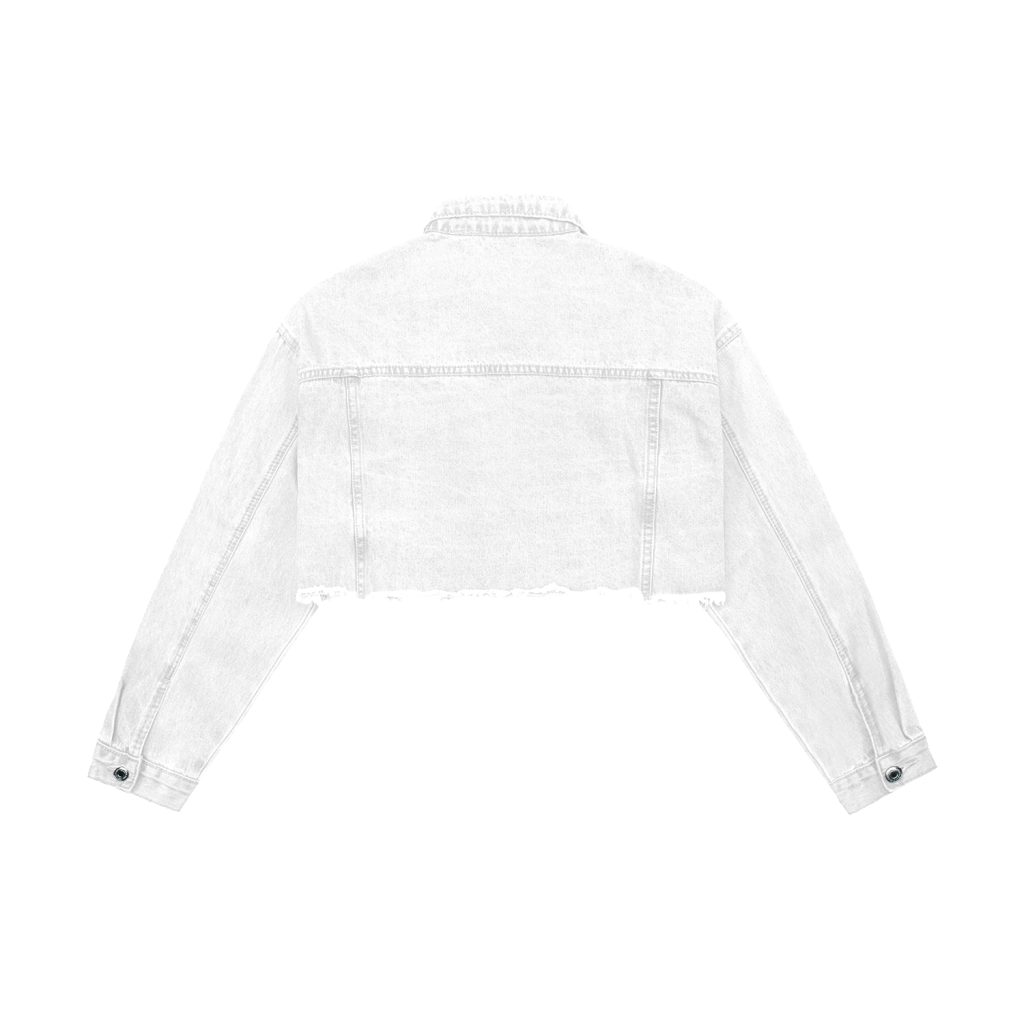 Custom Streetwear Women's Crop Raw Hem Denim Jacket - Print On Demand | HugePOD-3