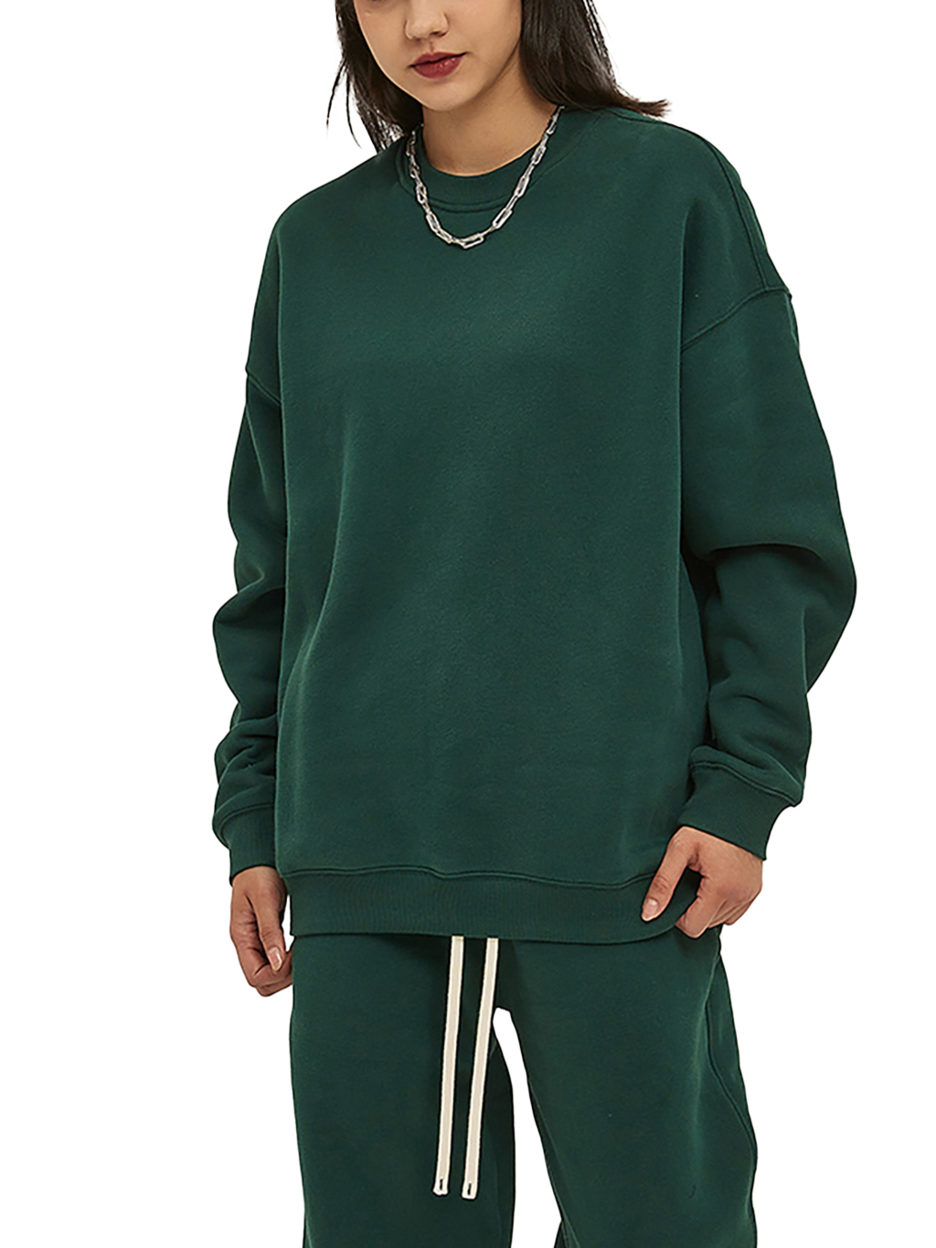 Streetwear Solid Color Fleece Pullover - Print On Demand-13