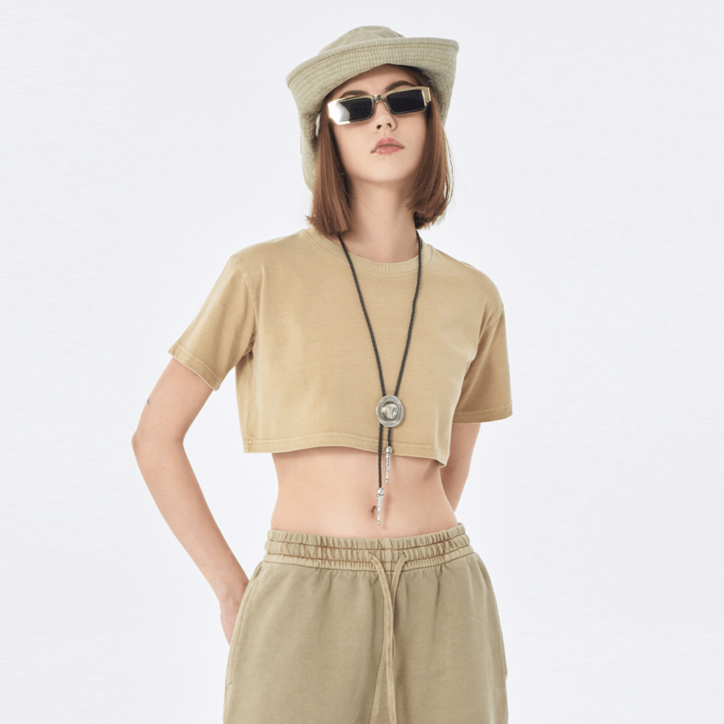 Streetwear Women's Washed Crop Top-11