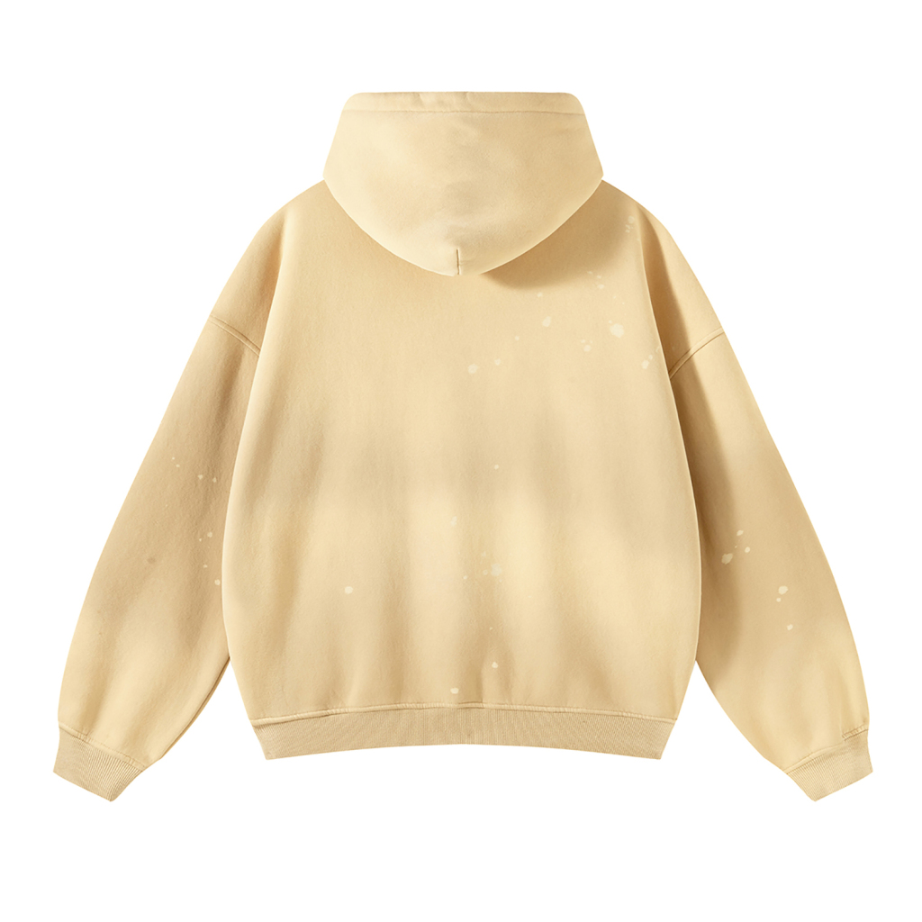 (Ash Apricot)Streetwear Monkey Washed Frayed  Effect Hoodie-5