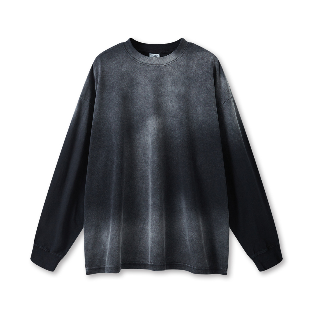 Streetwear Unisex Gradient Washed Effect Long Sleeve Tee - Print On Demand | HugePOD-15
