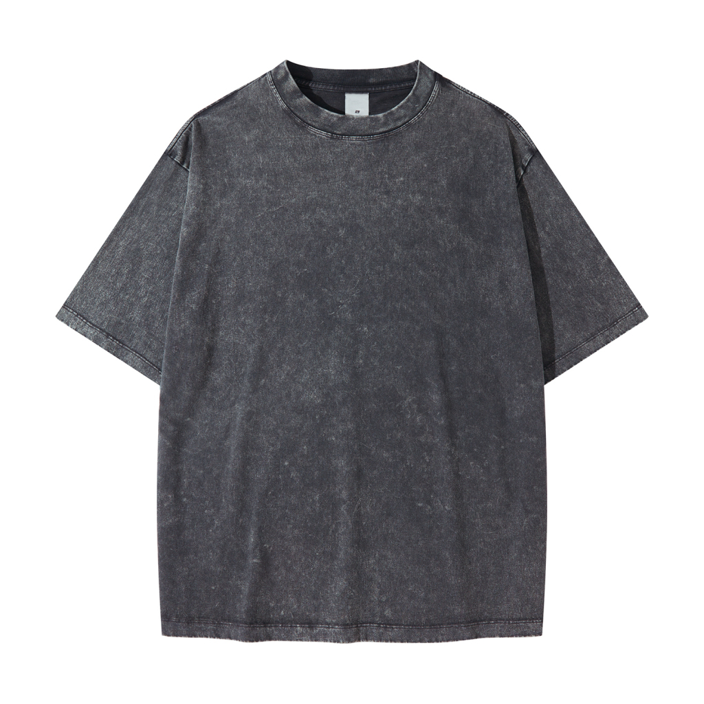 Streetwear American Vintage Waxed Dyed Washed Heavyweight 100% Cotton T-Shirt | HugePOD-16