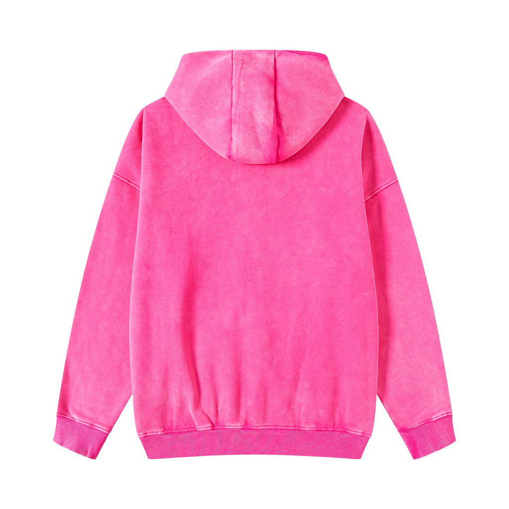 Streetwear Unisex Washed Zip Fleece  Hoodie - Print On Demand-16