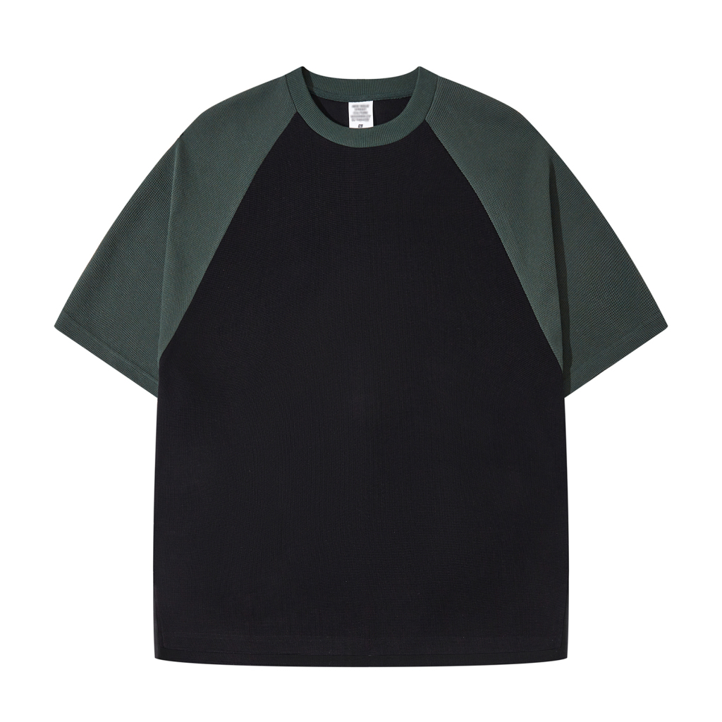 Streetwear 365G Heavyweight Color Block Loose-Fit Waffle Stitch Fabric T-Shirt - Print On Demand | HugePOD-5