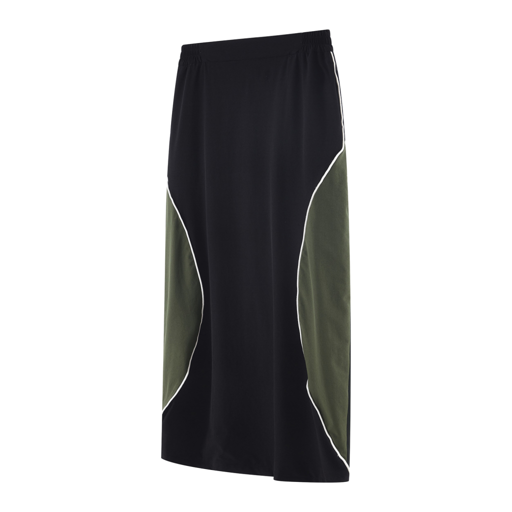 Streetwear Women's Colorblock Maxi Black Dress - Print On Demand | HugePOD-4