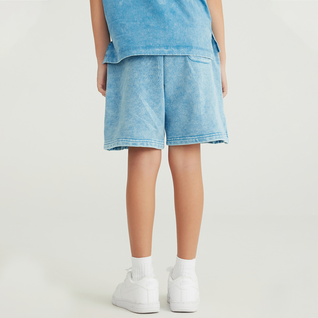 Streetwear Kids Heavyweight Vintage Washed 100% Cotton Shorts - Print On Demand | HugePOD-4