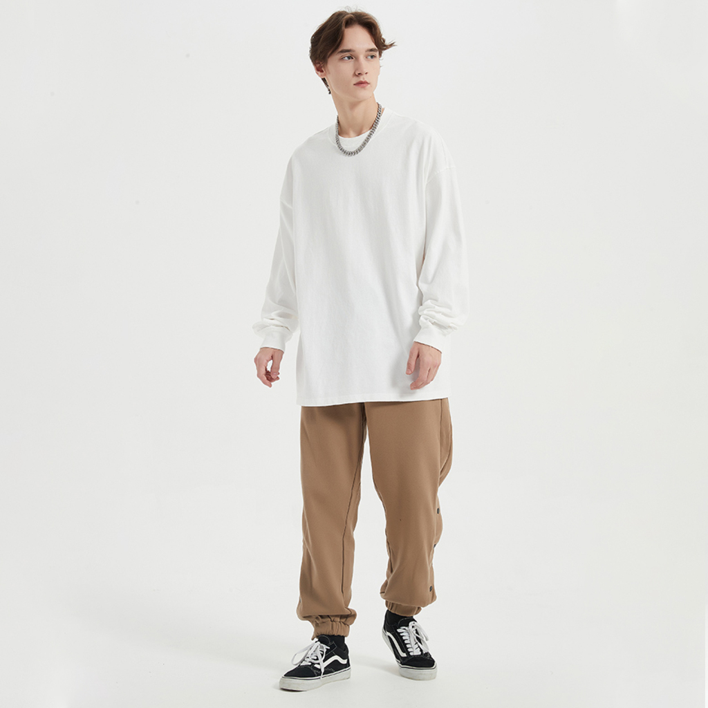 Streetwear Unisex Oversized Vintage Solid Color Long Sleeve Tee-4