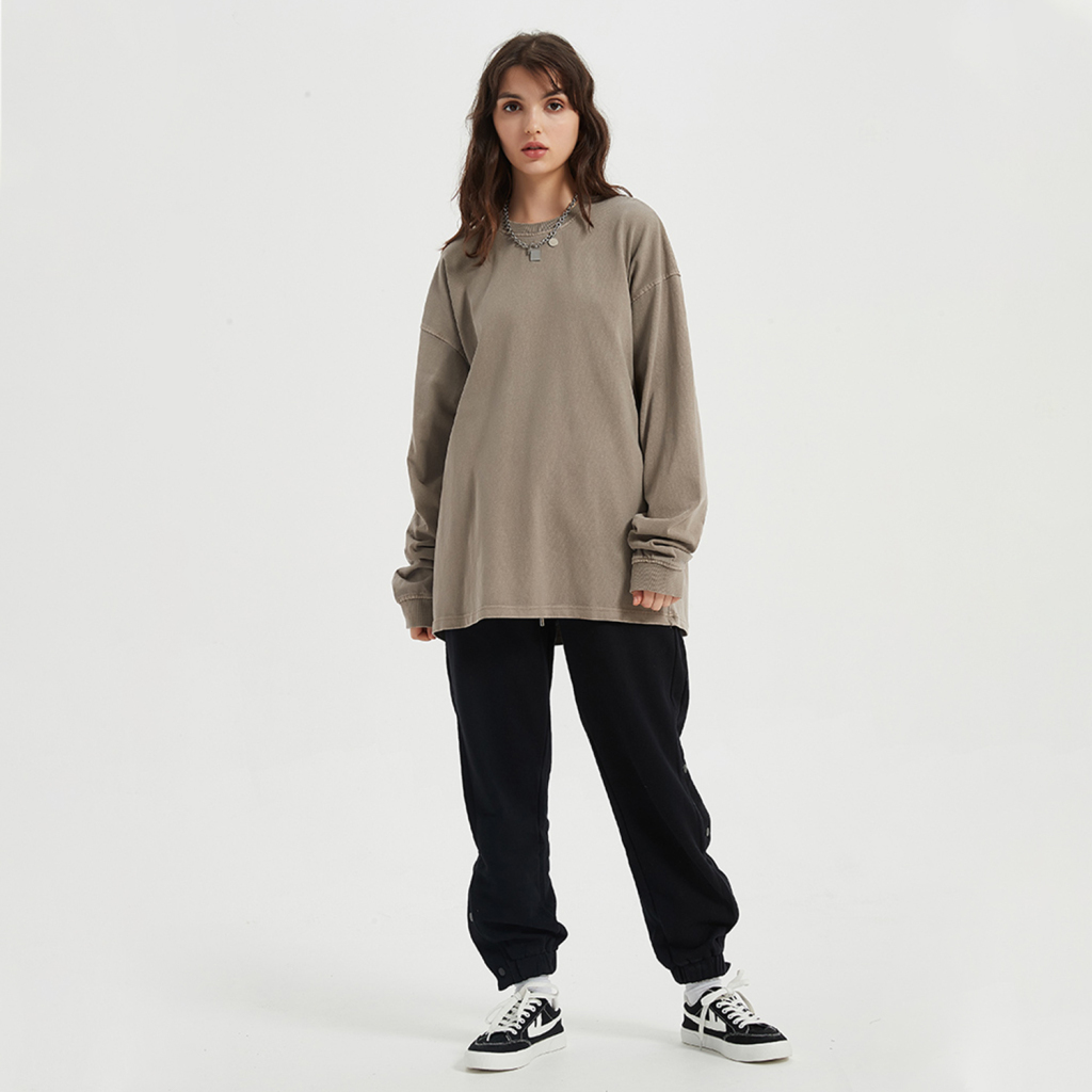 Streetwear Oversized Vintage Wahsed Long Sleeve Tee - Print On Demand-13