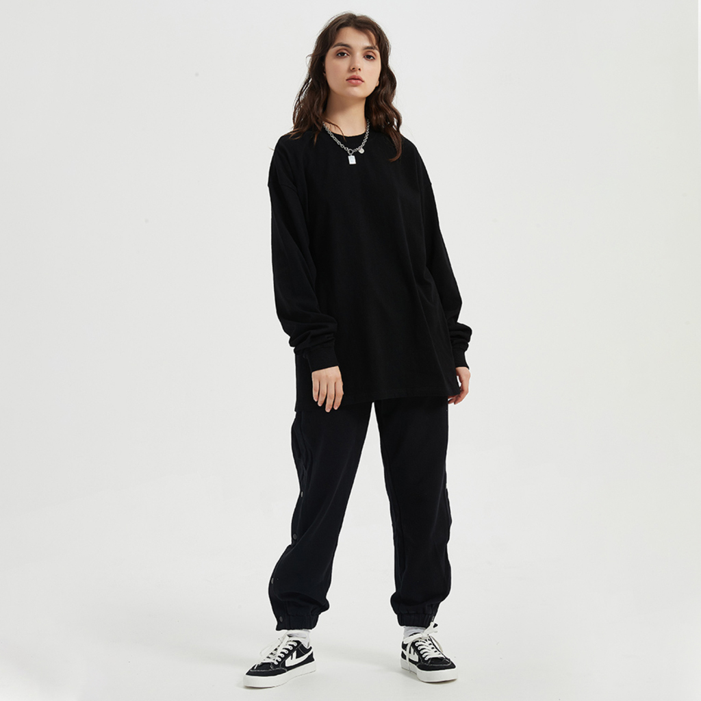 Streetwear Unisex Oversized Vintage Solid Color Long Sleeve Tee-5