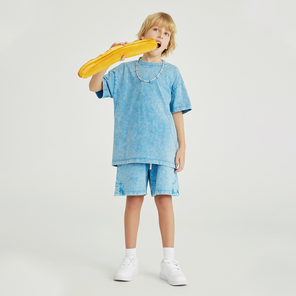 Streetwear Kids American Vintage Washed 100% Cotton T-Shirt - Print On Demand | HugePOD-5