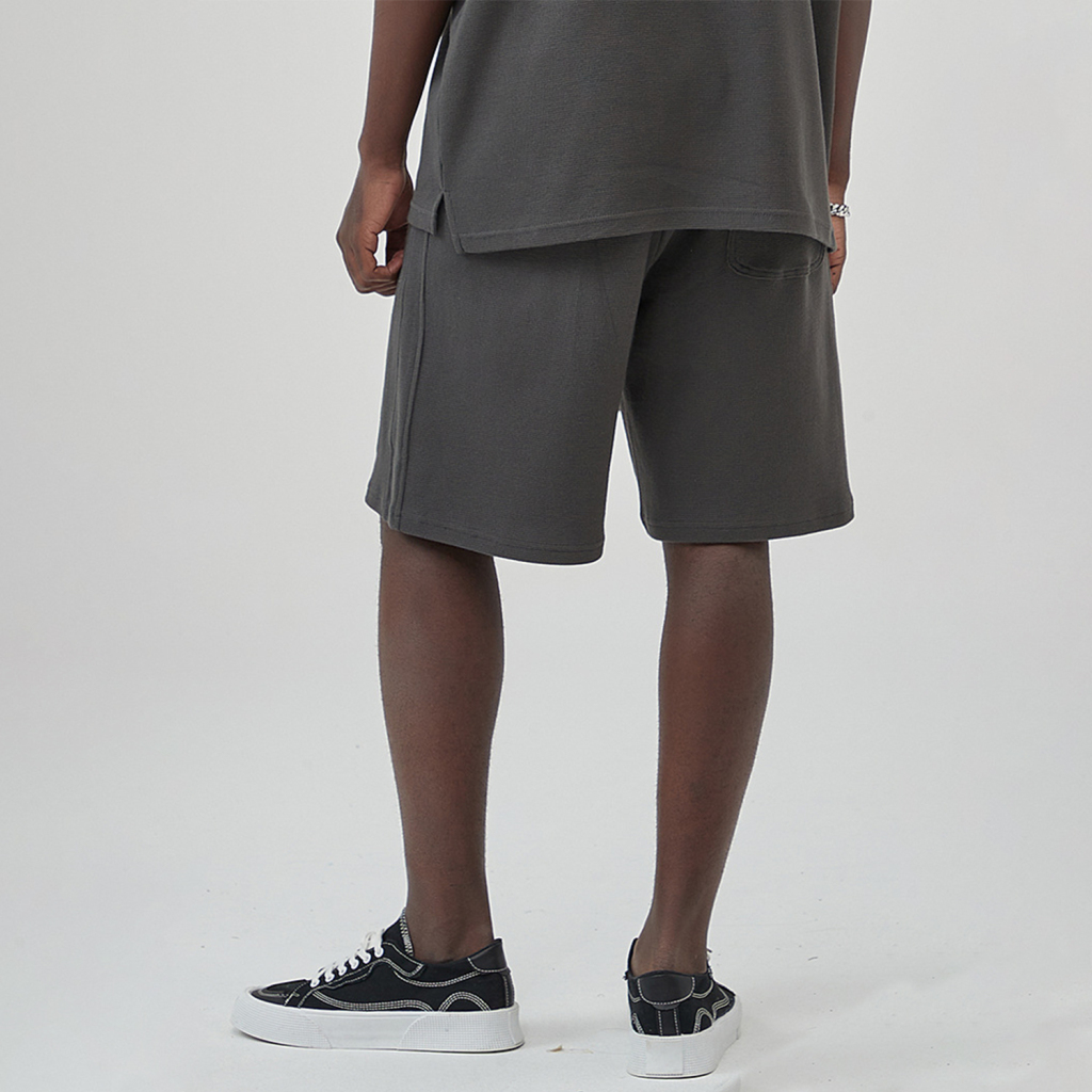 Streetwear 330G Heavyweight Loose-Fit Diamond Waffle Stitch Fabric Shorts - Print On Demand | HugePOD-2