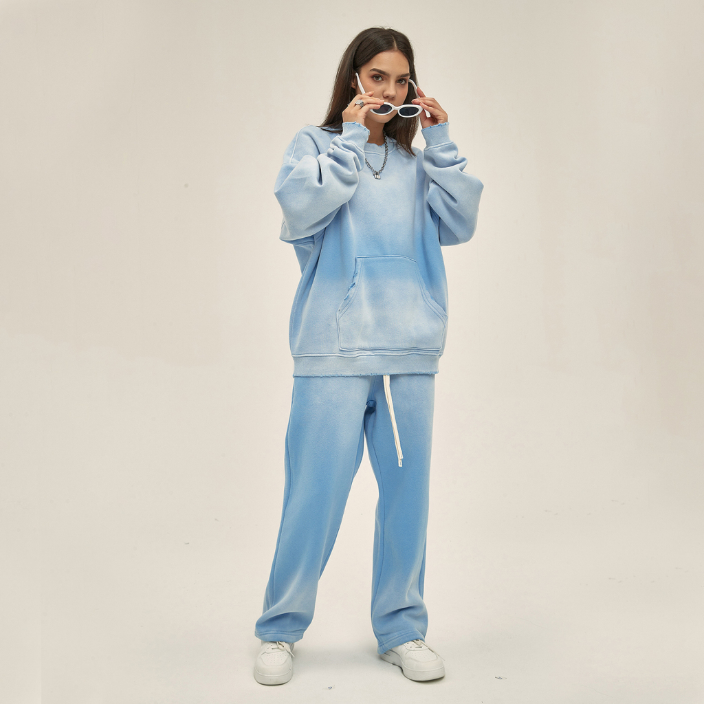 Streetwear Colored Gradient Washed Effect Pullover - Print On Demand-10