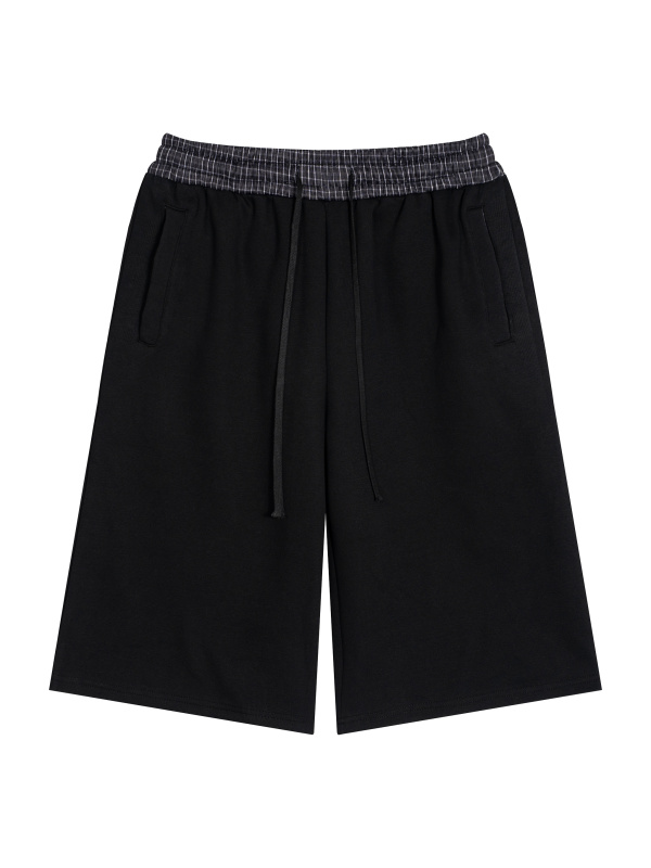 Unisex Plaid Waistband Shorts
