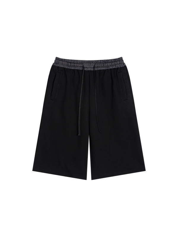 Unisex Plaid Waistband Shorts