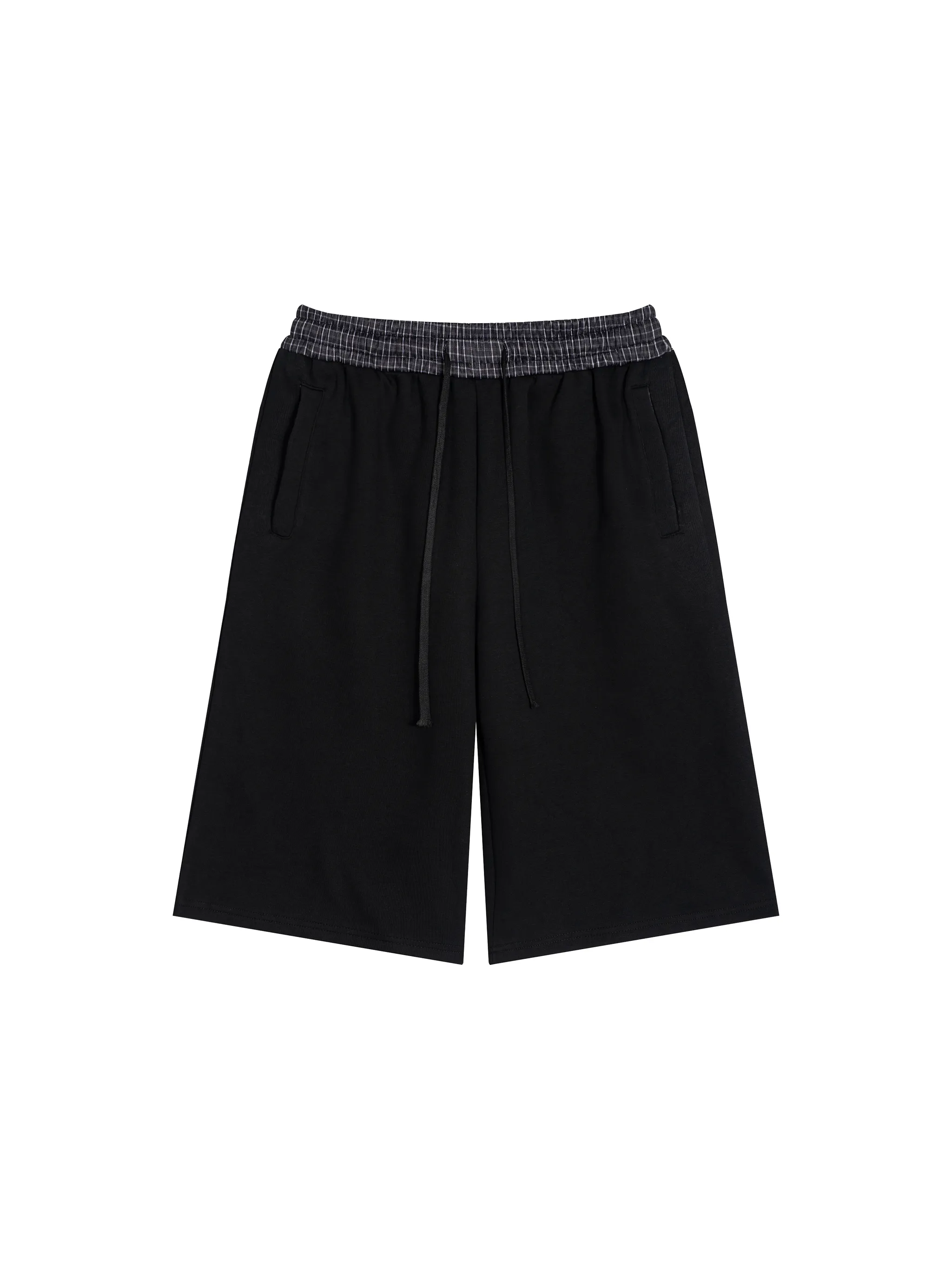 Unisex Plaid Waistband Shorts