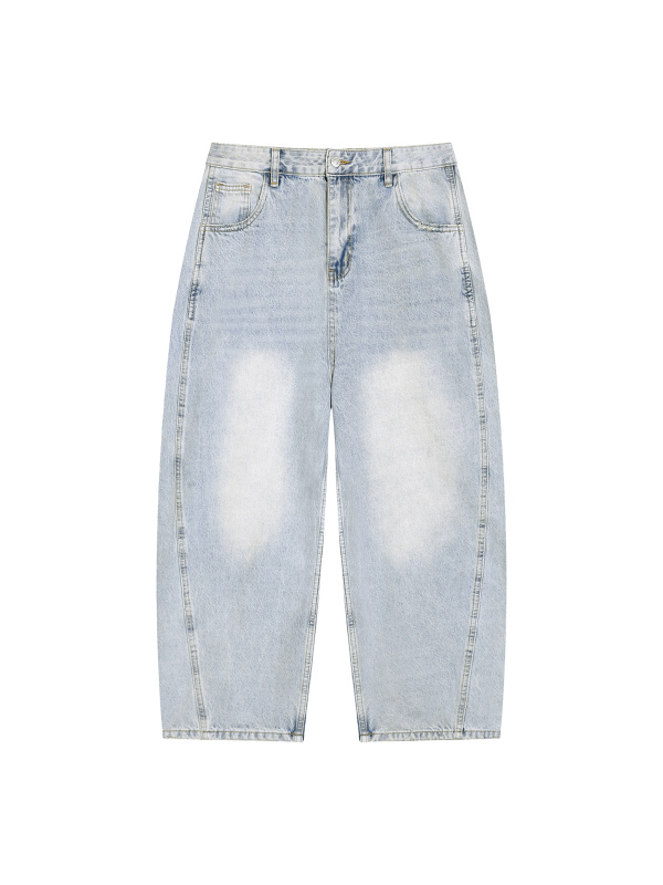 Men's Vintage Wash Sunfade Barrel Leg Jeans