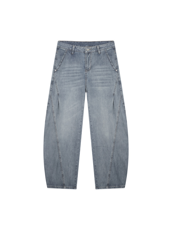 Men's Vintage Wash Barrel Leg Jeans