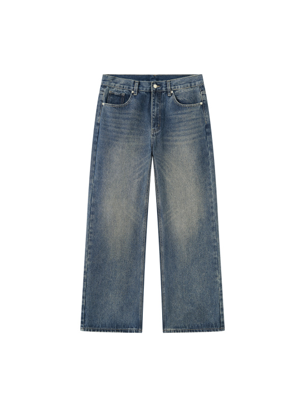 Men’s Vintage Wash Straight Leg Denim Jeans
