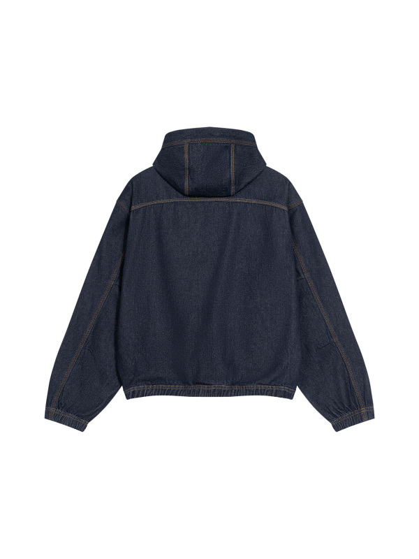 Men's Boxy Vintage Wash Hooded Denim Jacket