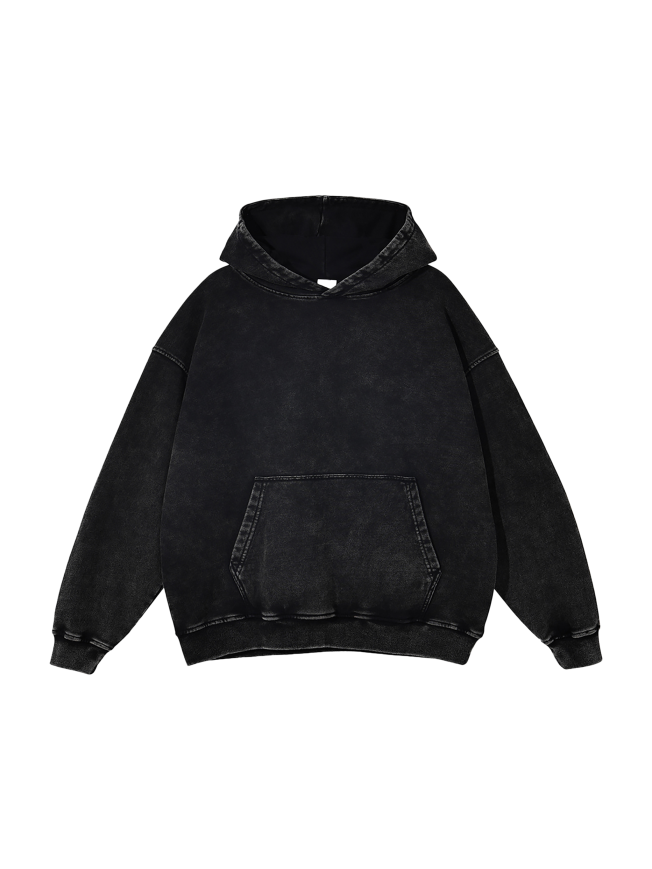 Snow Washed Loose Cotton Hoodie