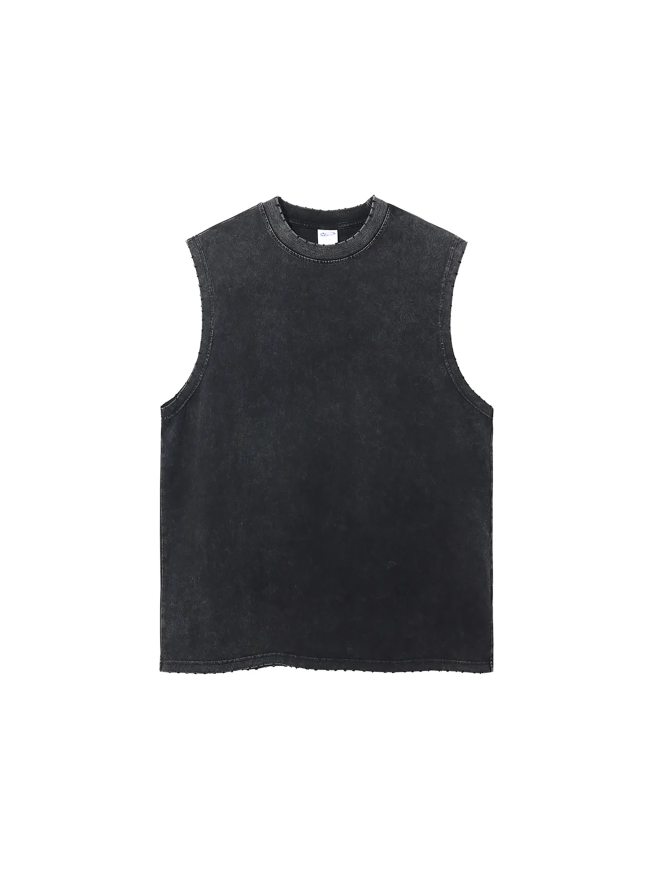 Snow Washed Frayed Hem Tank Top