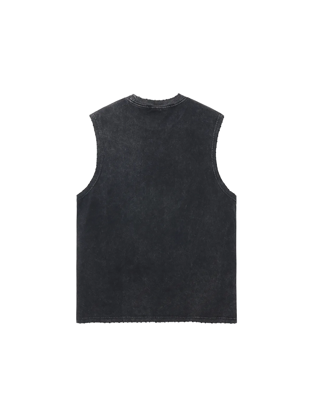 Streetwear Unisex Snow Washed Frayed Hem Tank Top - Print On Demand | HugePOD-2