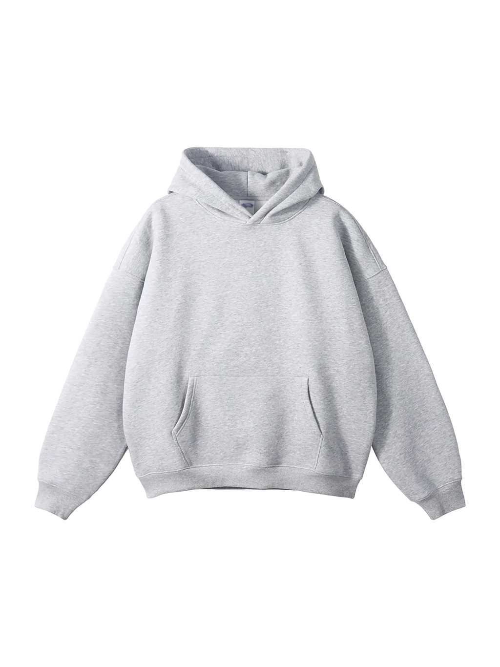 (Gray)Streetwear Unisex Oversized Solid Color Fleece Hoodie - Thumbnail Image