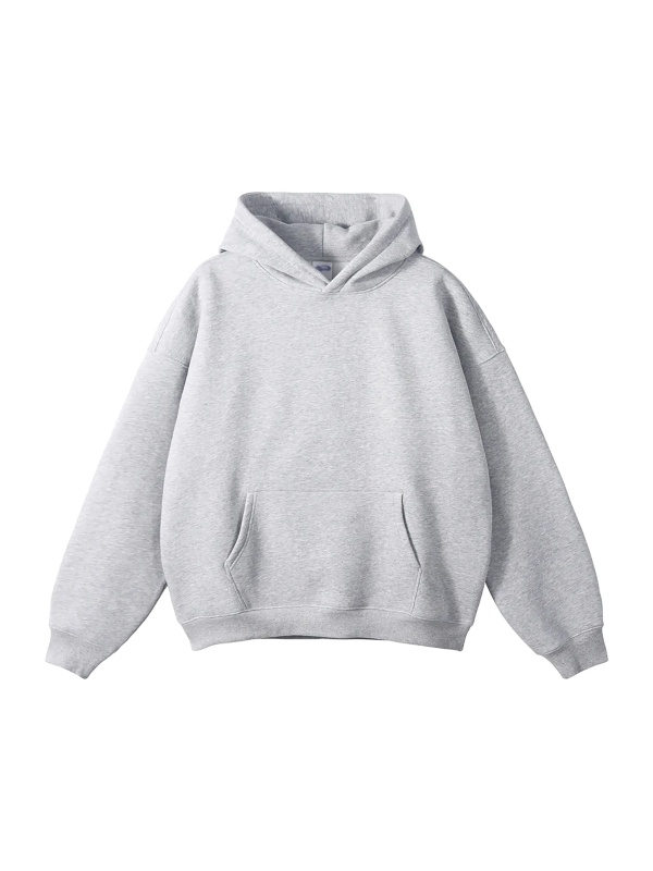 (Gray)Streetwear Unisex Oversized Solid Color Fleece Hoodie