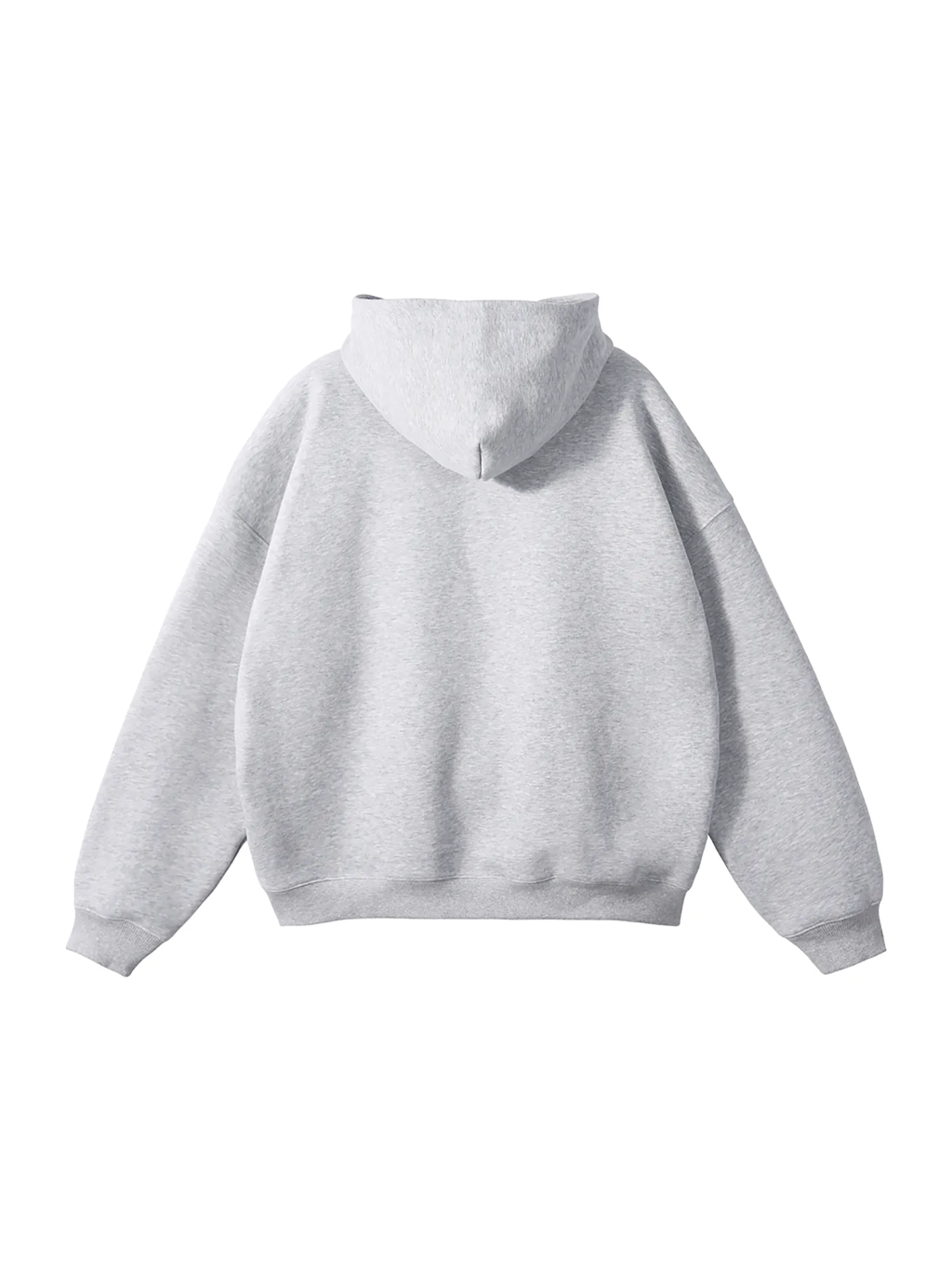 (Gray)Streetwear Unisex Oversized Solid Color Fleece Hoodie-2