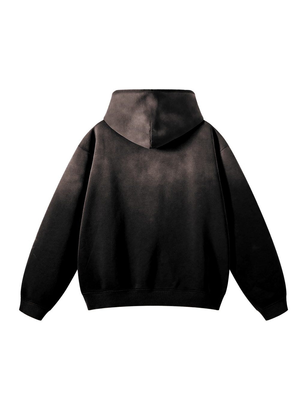 (Black)Streetwear Unisex Monkey Washed Dyed Fleece Hoodie-2