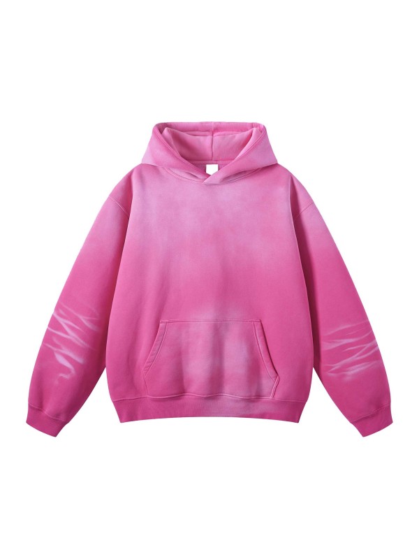 Streetwear Monkey Washed Dyed Fleece Rose Camel Hoodie | Dropshipping