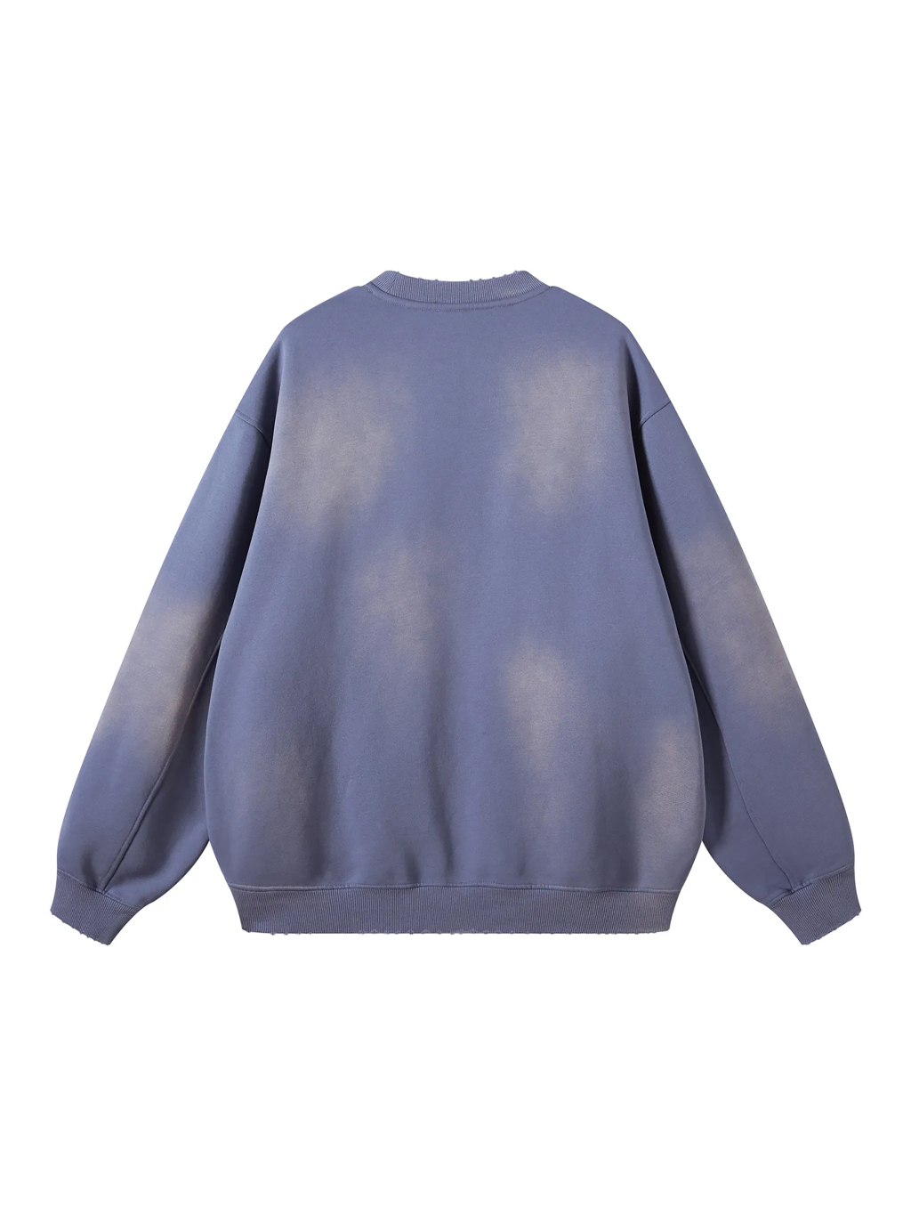 (Denim Blue)Streetwear Monkey Washed Dyed Fleece Pullover-2