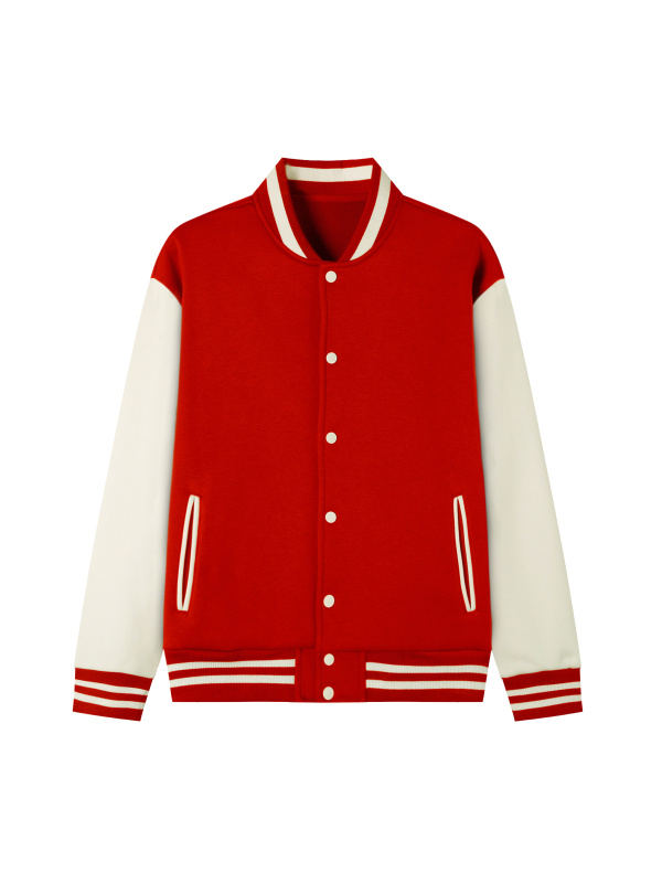 Two-Tone Fleeced Varsity Jacket
