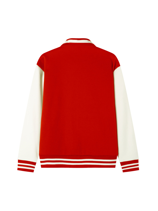 Two-Tone Fleeced Varsity Jacket