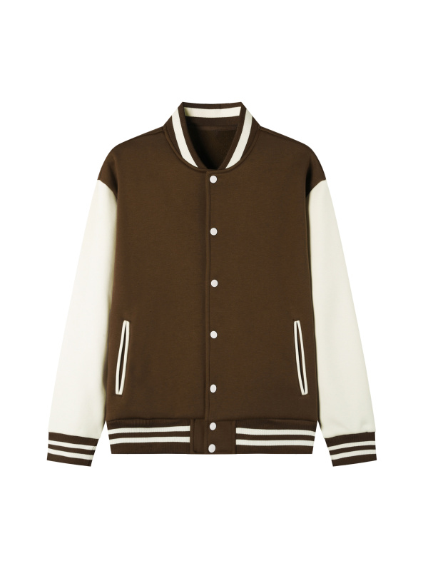Two-Tone Fleeced Varsity Jacket