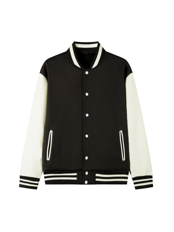 Two-Tone Fleeced Varsity Jacket