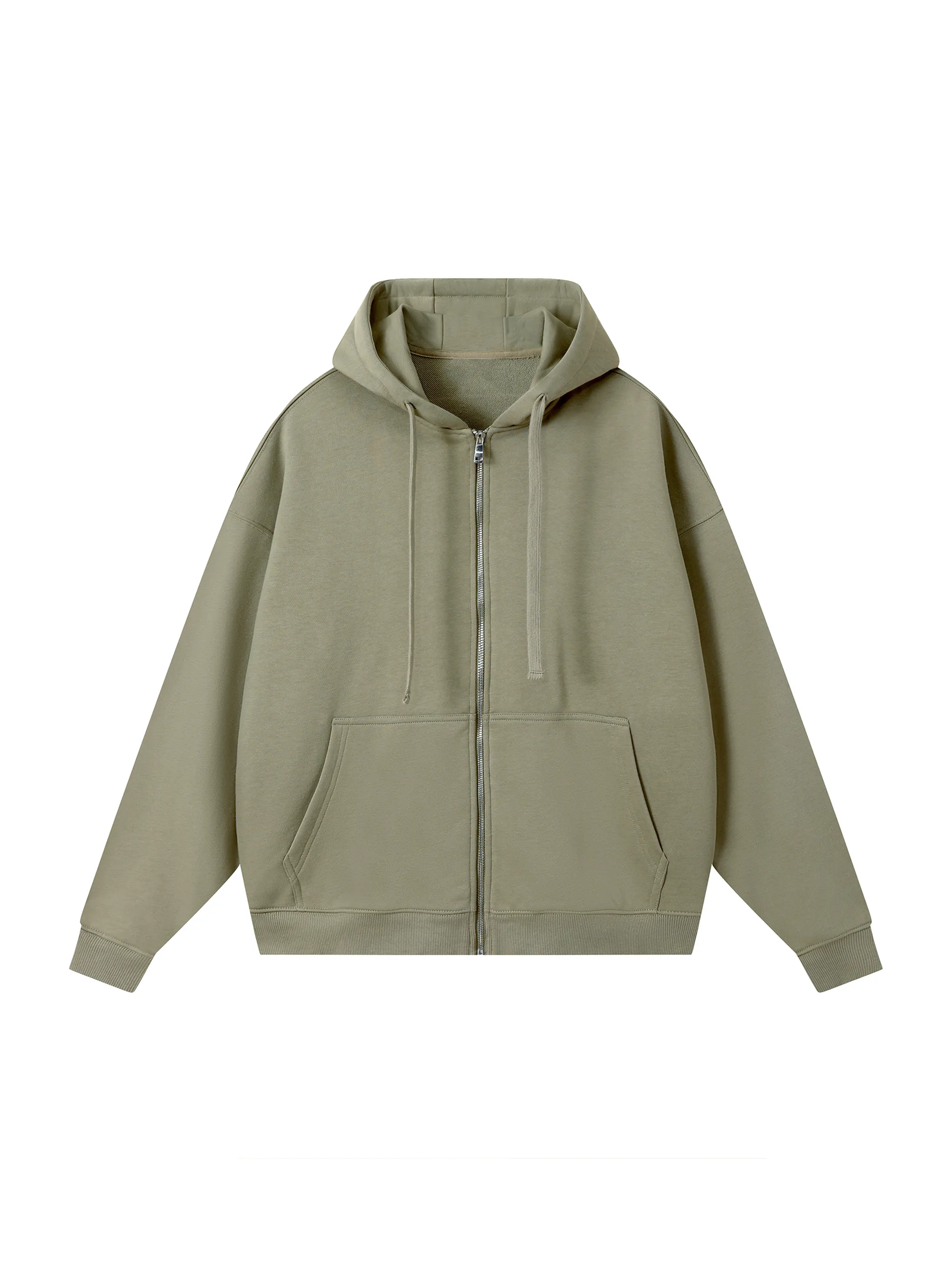 Drop-Shoulder Zip Up Hoodie