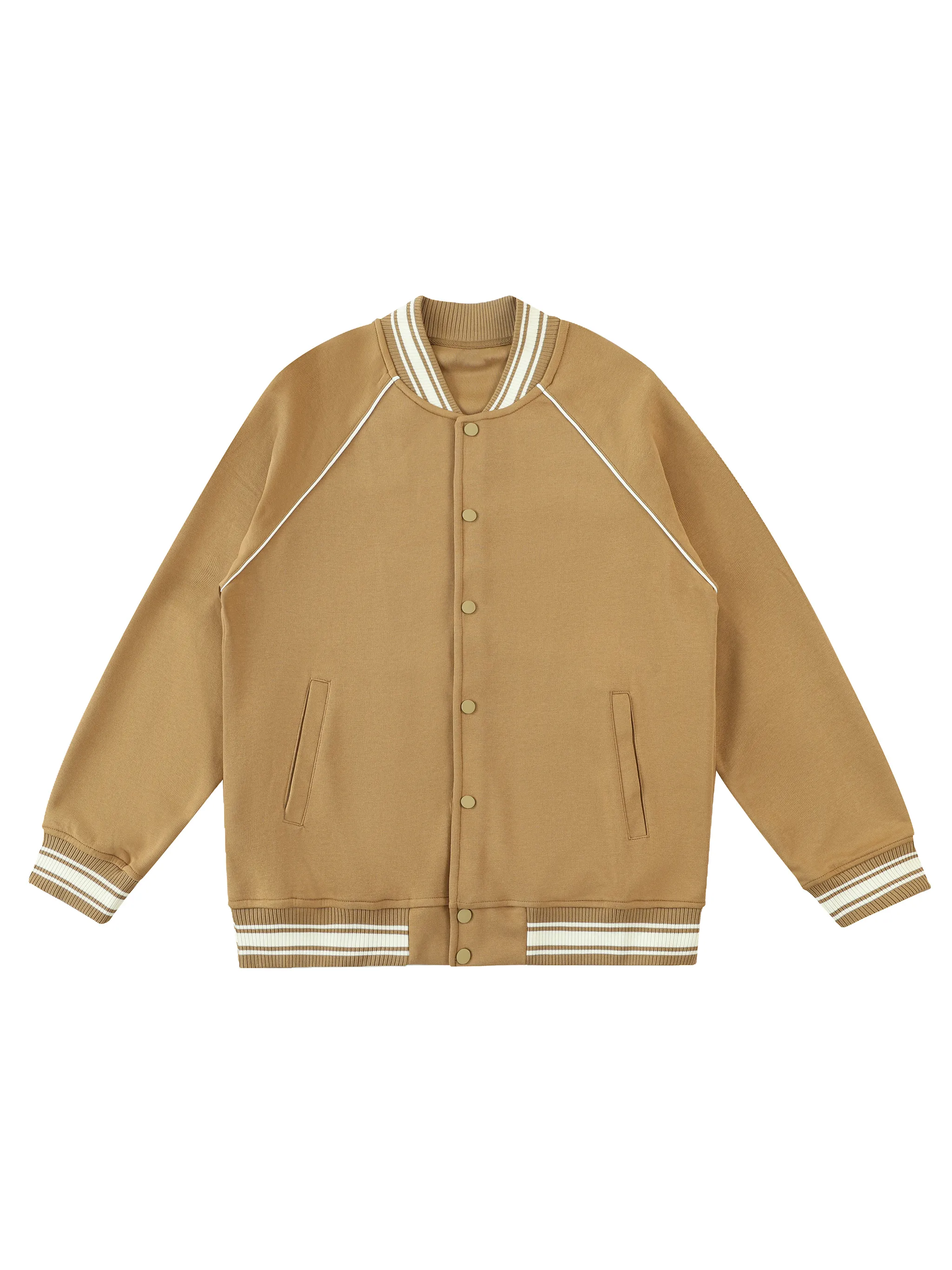 Contrast Trim Raglan Varsity Jacket
