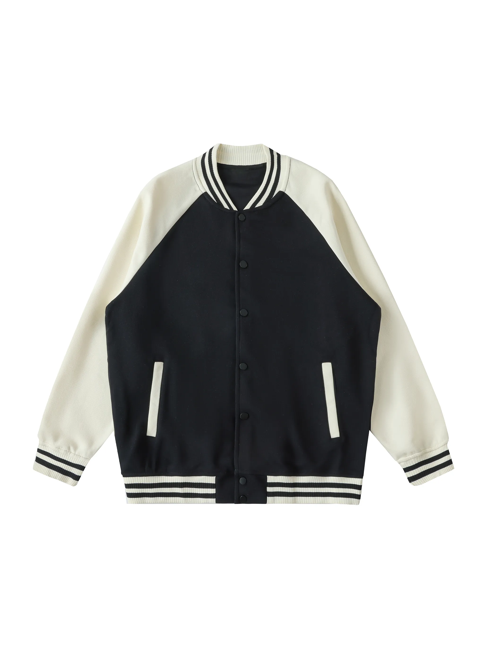 Two Tone Raglan Sleeve Varsity Jacket