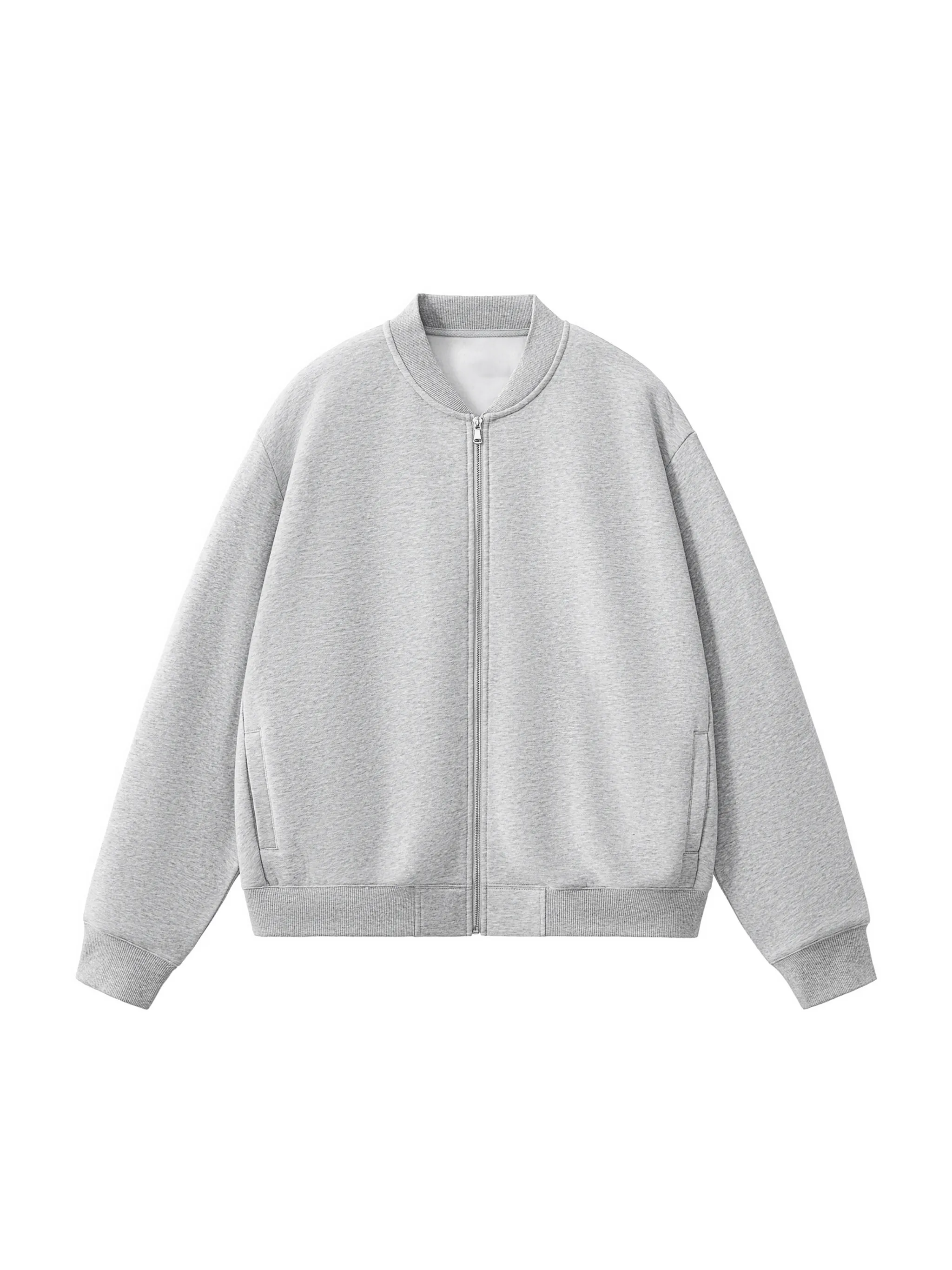 Essential Zip-Up Fleeced Varsity Jacket