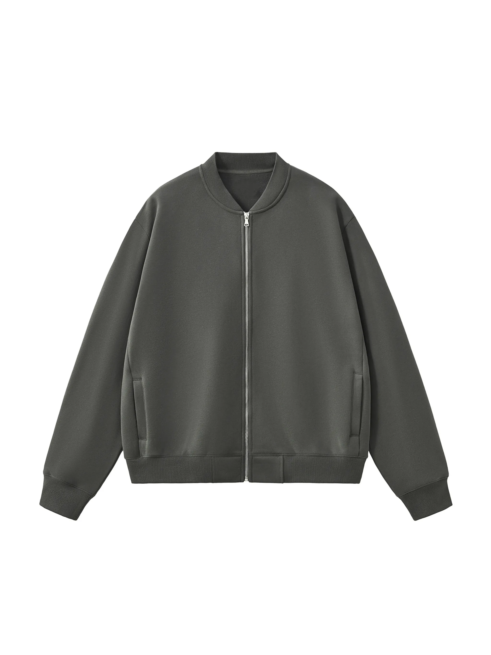 Essential Zip-Up Fleeced Varsity Jacket