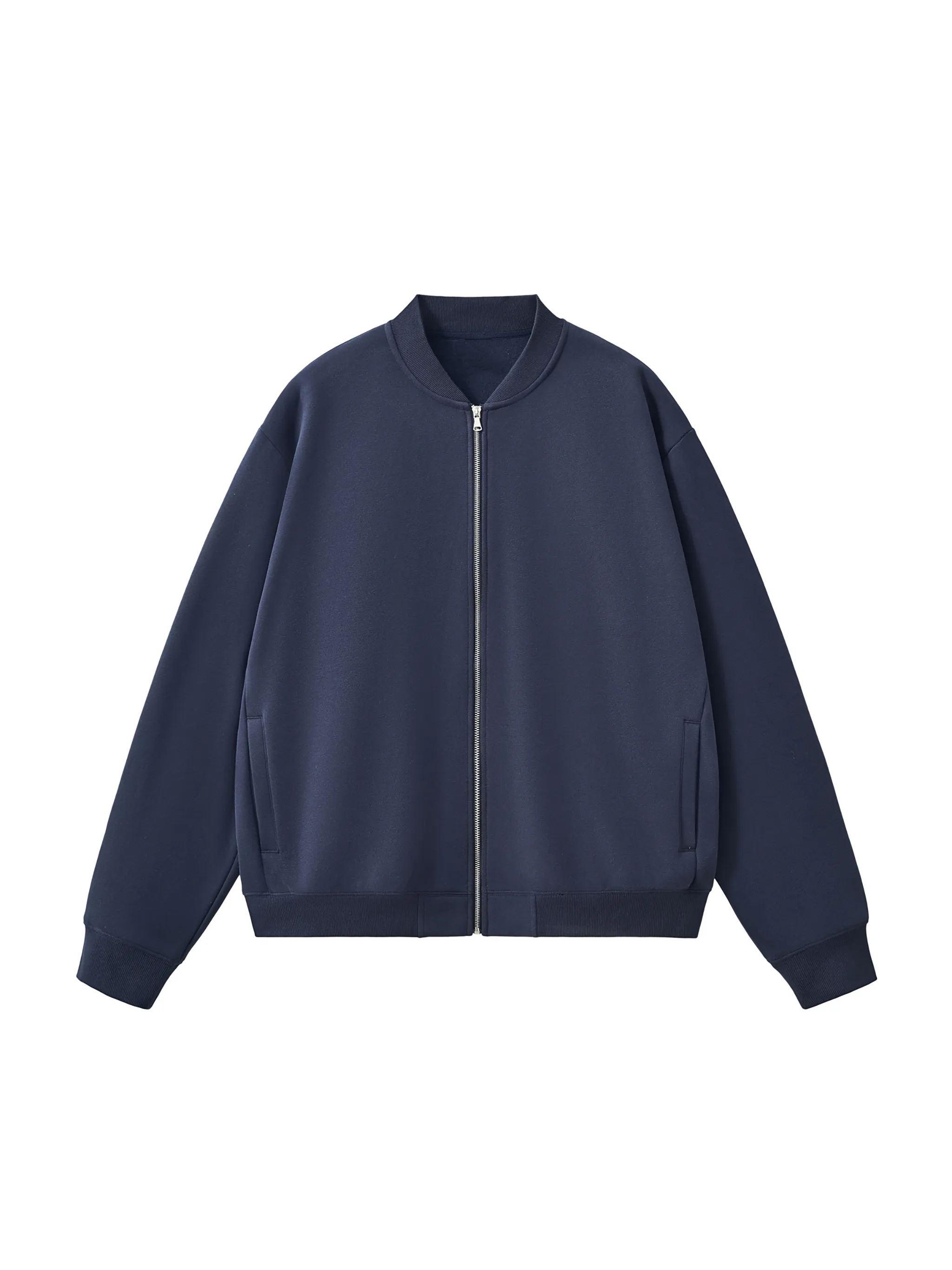 Essential Zip-Up Fleeced Varsity Jacket