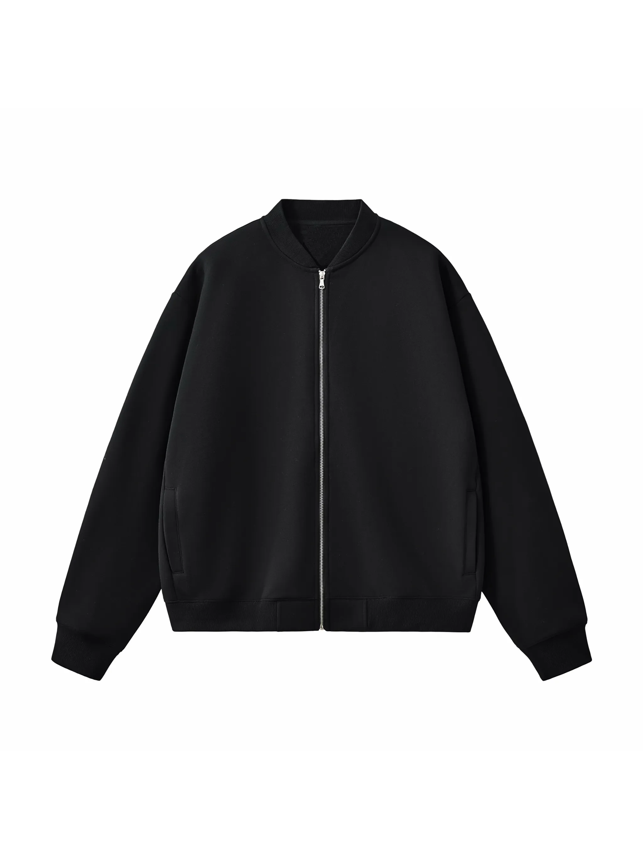 Essential Zip-Up Fleeced Varsity Jacket