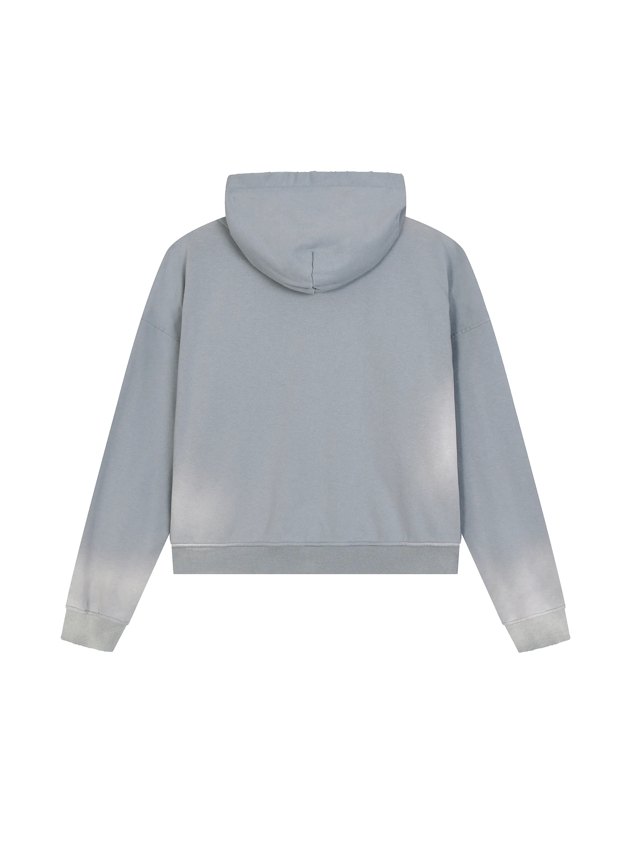 Sun Fade Frayed Raw Edge Fleece Zip Hoodie
